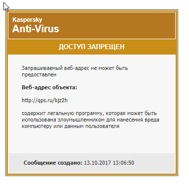 предупреждение антивирусной программы